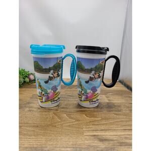 2 Disney Parks Plastic Travel Mug Mickey Mouse Let the Memories Begin Blue Black